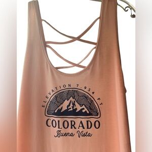OURAY SPORTSWEAR Buena Vista Colorado Elevation Strappy Blush Pink Tank Top